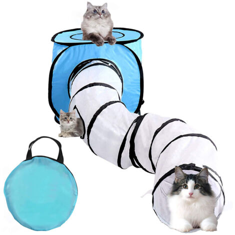 Cat Toy Tunnel and Cube Set, Interactive Crinkly Folding Tube and Pet Play Area with Foldable Cubes for Cats and Puppies (1/5)
