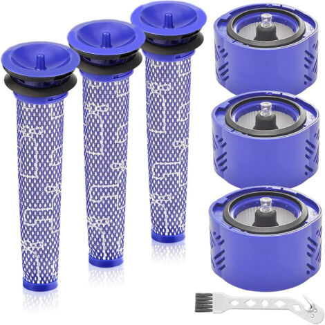 V6 Filter for Dyson 6 Pieces V6 Pre-Filter and Motor Filter for Dyson V6 Animal Plus Extra Absolute Fluffy Motorhead Cordless Vacuum Cleaner HEPA Filter Set with Cleaning Brush (1/5)