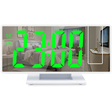 180° projection alarm clock, displays time, temperature, humidity, USB, snooze (1/4)
