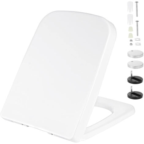 Soft-Close Toilet Seat, Square Toilet Seat, Universal Toilet Bowl with Soft Close, Installation (1/5)