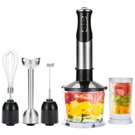 1 batidora de inmersión 5 en 1, 1000 W, 21 velocidades ajustables, picadora + batidora + recipiente para papillas, ideal para cocinar en familia y preparar papillas para bebés. (1/4)