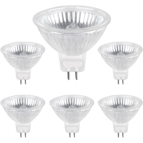 Bombilla halógena GU5.3 de 35 W y 12 V, 400 lm, luz blanca cálida de 2700 K, regulable, tipo MR16, paquete de 6 unidades.