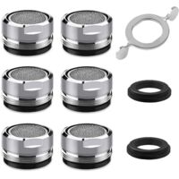 Aireador de grifo M24, 6 piezas, aireador de grifo ahorrador de agua con filtro de acero inoxidable y ABS, incluye 6 juntas y 1 llave para aireador cromada para grifos de lavabo de baño y cocina.