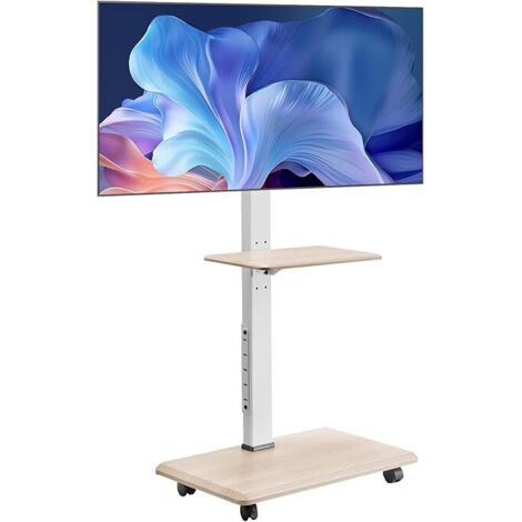 Support TV roulettes, pour écrans 812,8-1778 mm, Chariot TV Mobile, Rotation Gauche-Droite à 25° et Hauteur réglable avec Plateau, jusqu'à 40 kg, Max. VESA 600 x 400 mm, pour Chambre, extérieur (1/5)