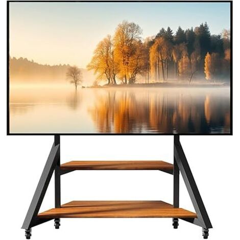 Meuble TV sur pied pour téléviseurs de 65 à 100 pouces, supports TV réglables en hauteur avec étagère en bois et roulettes, meuble TV pour salon, jusqu'à 220 lb, VESA 800 x 600 mm (1/5)