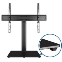Support TV sur Pied Universel pour Téléviseurs LCD/LED/Plasma 26-65 Pouces Meuble TV Réglable en Hauteur avec Base en Verre Trempé de 8 mm - Capacité de Charge 45 kg et Max VESA 600x400 mm
