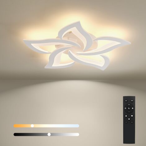BAYHT Dimmbare Deckenlampe mit Fernbedienung, 24W LED Deckenleuchten mit Einstellbarer Helligkeit, Moderne LED-Deckenleuchte für Wohnzimmer Schlafzimmer, 5 Blütenblatt Blumenlampe Φ63cm