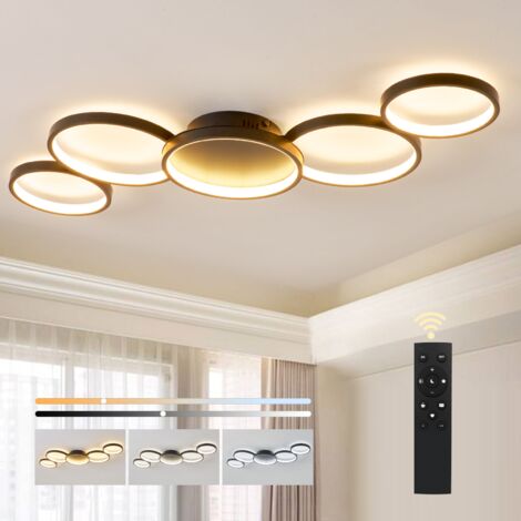 BAYHT Dimmbare Deckenlampe mit Fernbedienung, 50W LED Deckenleuchten mit Einstellbarer Helligkeit, Moderne LED-Deckenleuchte für Wohnzimmer Schlafzimmer Schwarz