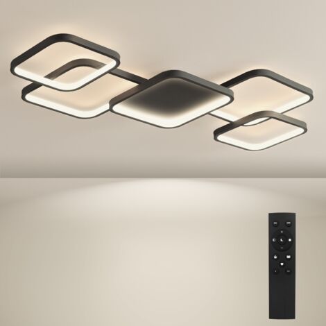 BAYHT Dimmbare Deckenlampe mit Fernbedienung, 56W LED Deckenleuchten mit Einstellbarer Helligkeit, Moderne LED-Deckenleuchte für Wohnzimmer Schlafzimmer Schwarz