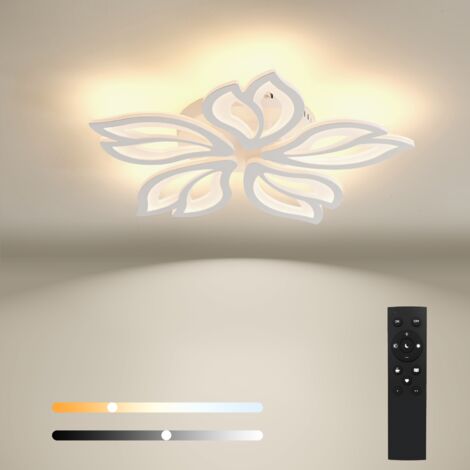 BAYHT Dimmbare Deckenlampe mit Fernbedienung, 31W LED Deckenleuchten mit Einstellbarer Helligkeit, Moderne LED-Deckenleuchte für Wohnzimmer Schlafzimmer, 5 Blätter Blumenlampe Φ63cm