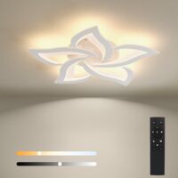 BAYHT Dimmbare Deckenlampe mit Fernbedienung, 24W LED Deckenleuchten mit Einstellbarer Helligkeit, Moderne LED-Deckenleuchte für Wohnzimmer Schlafzimmer, 5 Blütenblatt Blumenlampe Φ63cm