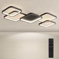 BAYHT Dimmbare Deckenlampe mit Fernbedienung, 56W LED Deckenleuchten mit Einstellbarer Helligkeit, Moderne LED-Deckenleuchte für Wohnzimmer Schlafzimmer Schwarz