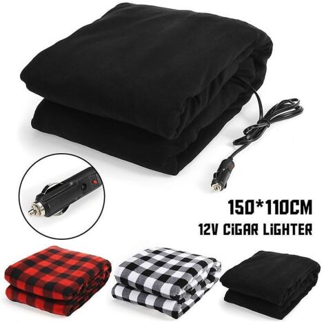 Coperta elettrica riscaldante doppia 12V nera con termostato per coprimaterasso riscaldante morbido, coperta riscaldante, nera