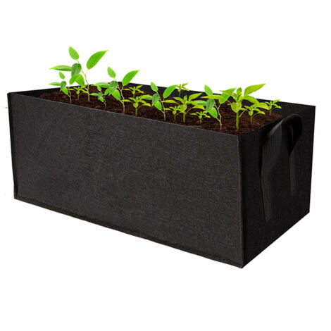 Rechteckige Pflanzsäcke aus Filz, 61 x 30 x 20 cm, mit Griffen, atmungsaktiv, für Gemüse, Blumen, Kräuter, Gartenarbeit