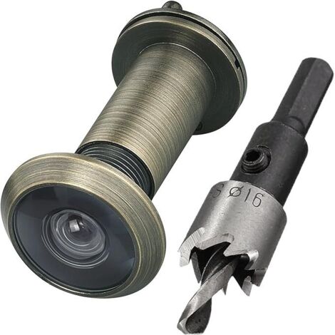 200°-Türbeobachtungsspiegel aus Zinklegierung (mit 16-mm-Bohrer, geeignet für Türen mit einer Stärke von 38–60 mm, 16 mm Rohrdurchmesser mit Verdunkelungsabdeckung) Bronze
