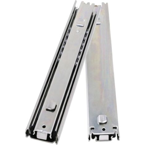 Paar 35 cm (14") Schubladenschienen 45 mm Tiefe Drei verstärkte, geräuscharme Segmente Bajonettverschluss Für Werkzeugschränke, Küchenschubladen, Werkstätten (1/5)