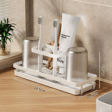 Mittelgroßer weißer Zahnbürstenhalter, einfache Ablage für Beißbecher, kreativer Gurgelbecher, Zahnaufbewahrungsregal für die Toilette