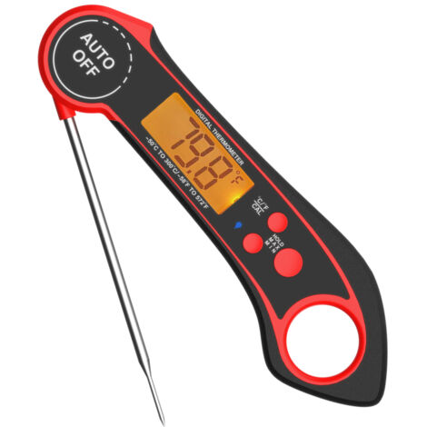 Digitales Lebensmittelthermometer mit Hintergrundbeleuchtung, Sofortanzeige, klappbarer Sonde, präzise von -50 bis 300 °C, ideal für die Küche (1/5)