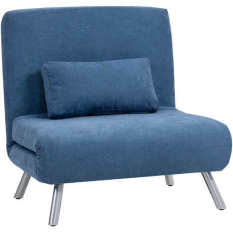 Verwandlungssessel, 1-Sitzer, 3-in-1-Klick-Klack-Schlafsofa mit verstellbarer Rückenlehne, Kissen, breiter Sitzfläche, blau (1/5)