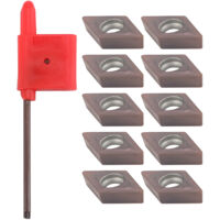 Wendeschneidplatten, 10 Stück DCMT0702 EM YBC205, beschichtete Hartmetall-Wendeschneidplatten, CNC-Drehwerkzeug mit Schraubenschlüssel