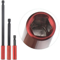 Set aus 3 magnetischen Verlängerungen für Schlagbohrmaschinen, 1/4" Sechskantschaft, S2-Stahl, gerade und verformungsbeständige Verlängerungen für Kfz-Wartung und Heimwerkerarbeiten.