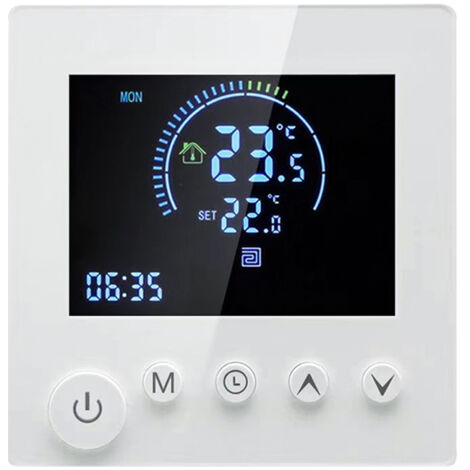 Termostato a parete intelligente programmabile con sensore NTC, display LCD, pulsanti a sfioramento, termoregolatore digitale per riscaldamento a pavimento, termostato connesso