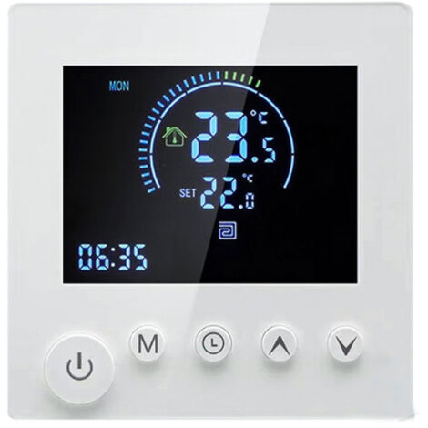 Termostato digitale intelligente a parete con compatibilità WiFi, programmabile con sensore NTC, display LCD e pulsante touch, termostato connesso