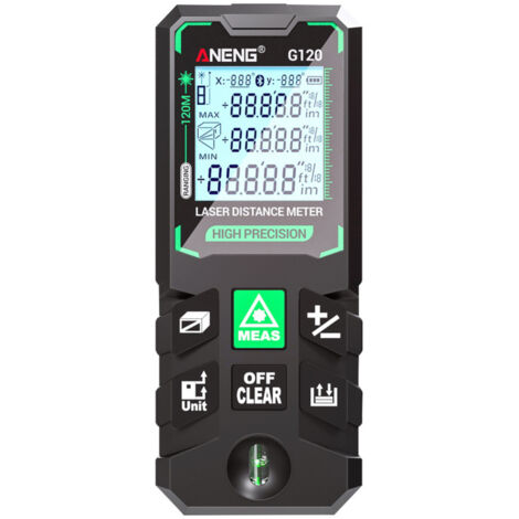 Telemetro laser intelligente ad alta precisione G120, telemetro laser verde con 30 posizioni di memorizzazione dati, calibrazione autonoma