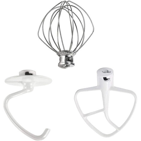 Juego de accesorios ELSOON para batidora KitchenAid de 4,5 L: gancho amasador, batidor plano y batidor de varillas.