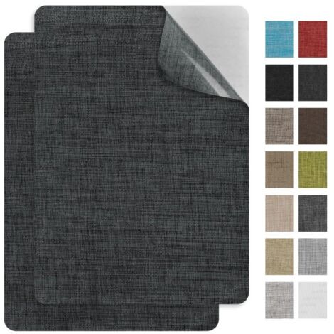 Juego de 2 parches de reparación gris oscuro, 20x28 cm, adhesivo fuerte, para sofás, asientos de coche y muebles.