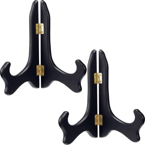 Juego de 2 soportes de madera para platos, expositores decorativos para marcos de fotos, caballetes (8 pulgadas)