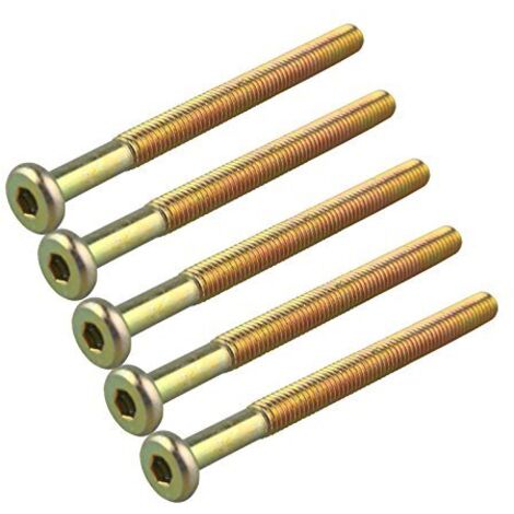 Paquete de 5 tornillos de fijación hexagonales de cabeza plana M6 × 75 mm para muebles, cincados y biselados.