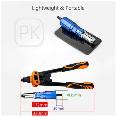 Adaptador para taladro eléctrico, remachadora, mango extraíble, herramienta de remachado a batería de 3/32". (1/5)