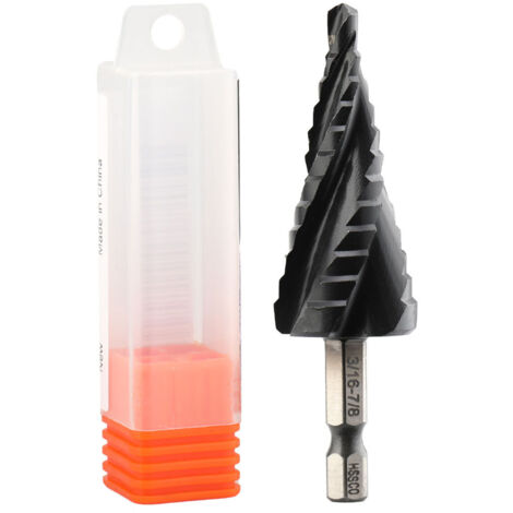 Brocas escalonadas de acero inoxidable M35, brocas pagoda, brocas de acero de alta velocidad con cobalto, brocas con revestimiento de titanio, 12 brocas M35 TiAlN de 3/16 a 7/8". (1/5)