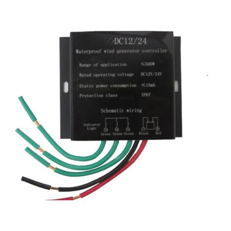 Controlador/regulador de turbina eólica impermeable de 500 W CC 12 V/24 V con función de conmutación automática y carga de batería. (1/5)
