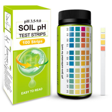 Kit de prueba de pH con 100 tiras de papel (3,5-9), para jardines, céspedes, huertos y plantas de interior/exterior.