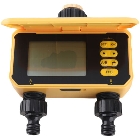 Temporizador de riego solar con 2 salidas y temporizador de lluvia automático, para riego de jardines y patios. (1/5)
