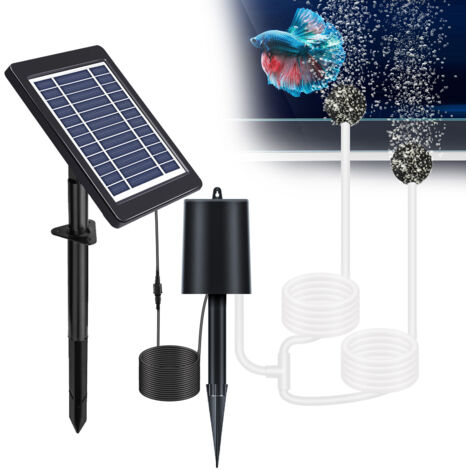 Aireador solar para estanques con bomba de aire de 3 modos, 4 W, funcionamiento silencioso, con manguera y 2 difusores de aire, para estanques, cisternas, pesca e hidroponía. (1/5)