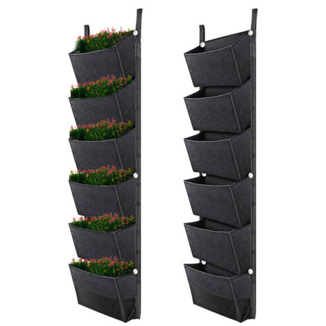 Bolsas de cultivo colgantes con 6 bolsillos, macetas para jardinería vertical, jardineras colgantes de pared, bolsas de cultivo transpirables de 42 x 12 pulgadas.