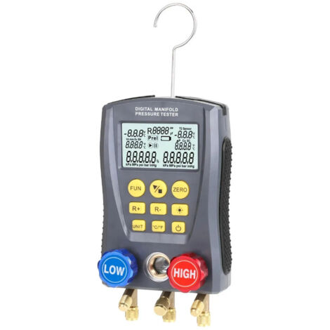 Manómetro digital de refrigeración, comprobador de presión de colector de vacío, comprobador de temperatura HVAC, manómetro digital, presión de vacío HVAC