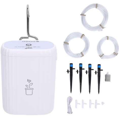 Aspersor automático WiFi para 4 macetas, kit de riego por goteo inteligente, modo retardado, alerta de bajo nivel de agua. (1/5)