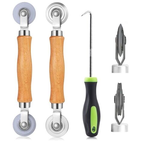 Kit de herramientas para mosquitera, rodillo de nailon, madera, gancho, herramienta para cambiar la red, 3 piezas (1/5)