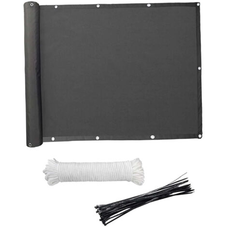 Mampara de privacidad para balcón resistente a la intemperie (HDPE), ideal para terrazas, patios, jardines, piscinas exteriores, porches y barandillas, 118 x 35 pulgadas, color negro. (1/5)
