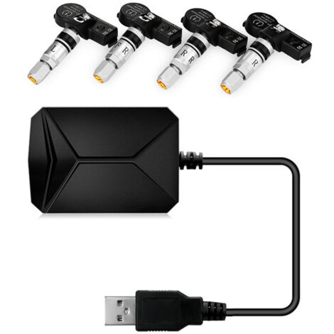 Sistema de alarma TPMS LIFCAUSAL con 4 sensores internos para Android, monitorización de la presión de los neumáticos mediante transmisión inalámbrica a través de USB. (1/5)