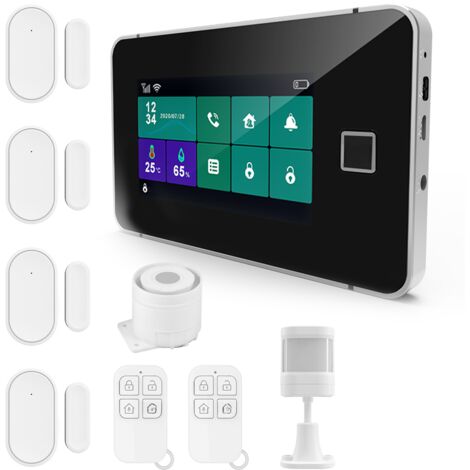 Alarma inalámbrica para el hogar Tuya 2G/WiFi GSM, pantalla táctil de 4,3 pulgadas, alarma antirrobo SOS, monitorización de temperatura y humedad. (1/5)