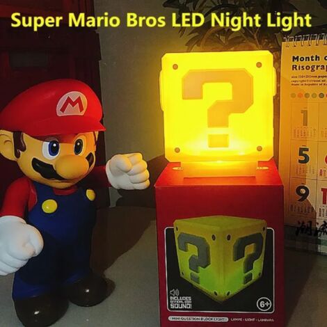 Lámpara de noche cúbica estilo Mario con diseño de signo de interrogación, 2W, lámpara de noche con personaje de videojuego, decoración para habitación infantil.
