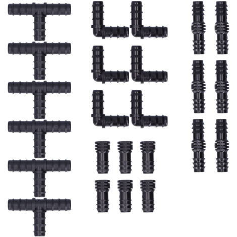 Kit de 24 accesorios para riego por goteo, conectores de púas de 1/2 pulgada, ideal para invernaderos y jardines. (1/5)