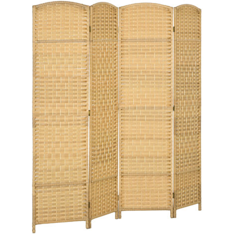 Biombo 4 paneles madera natural, 180x180 cm, plegable salón/dormitorio. Separa espacios con estilo, fácil de plegar y almacenar. (1/5)