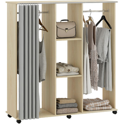 Armario móvil de almacenamiento con 6 ruedas, 120 cm (largo) x 40 cm (ancho) x 128 cm (alto), madera natural. (1/5)