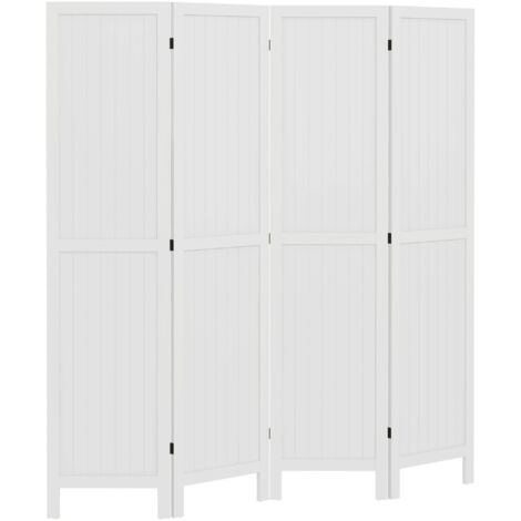 Tabique interior de madera, 4 paneles blancos, 160 x 170 cm, para salón, que separa espacios con un estilo sobrio. (1/5)